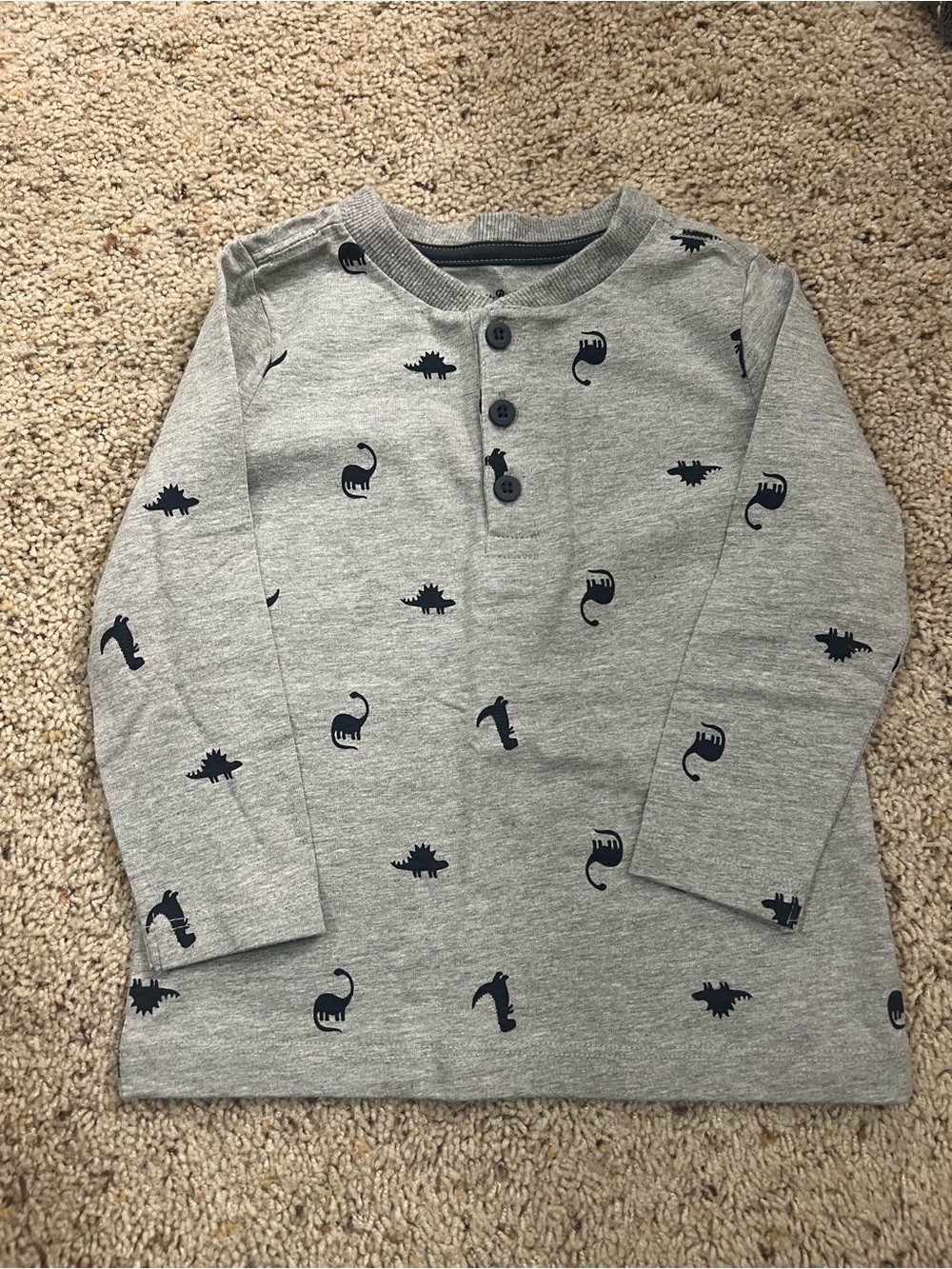Tommy Bahama Kids Long-Sleeve Henley Top - Gray with Navy Dino Print